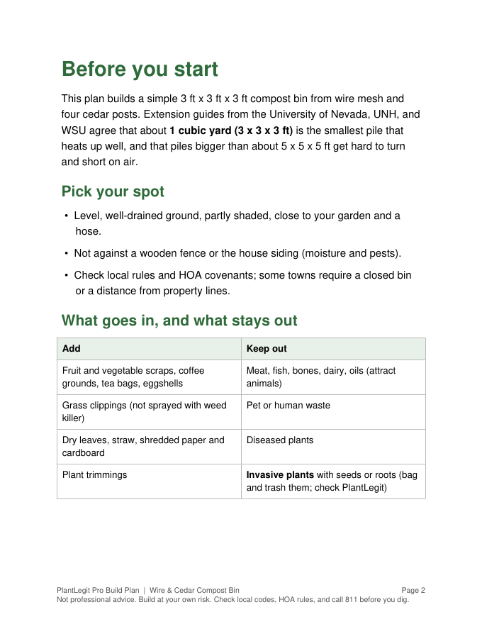 Wire & Cedar Compost Bin plan page 2