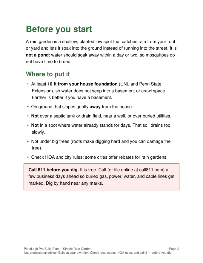 Simple Rain Garden plan page 2